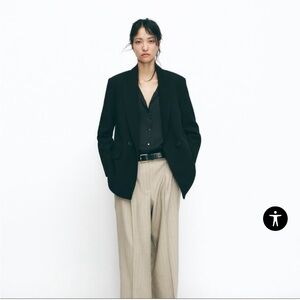 Zara Oversized Doublebreasted Blazer - Black